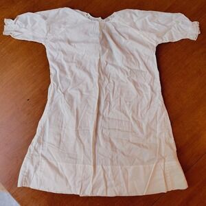 Antique Child Doll Clothing Dress White‎ Handmade Linen Vintage Button Closure